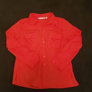 Red button down long sleeve shirt